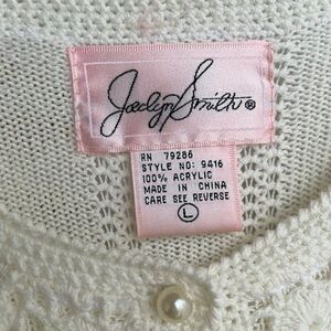 Joeclyn Smith Women's Button up Crochet Cardigan with Pearl Buttons in Size L